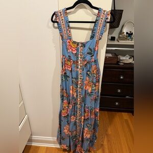 Farm Rio Floral Blue Maxi Dress